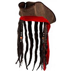 Foto van Boland piratenhoed met dreads polyester bruin one-size