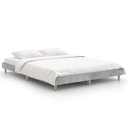 Foto van The living store bedframe betongrijs - houten frame - multiplex lattenbodem - 193 x 138 x 20 cm