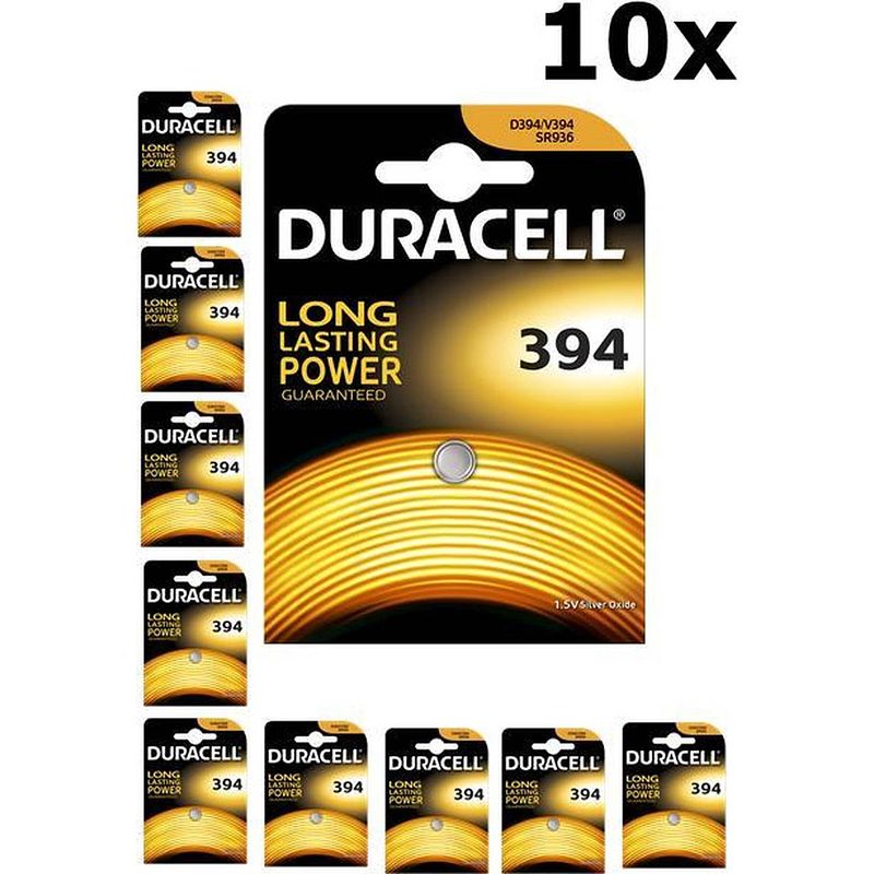 Foto van 10 stuks (10 blister a 1st) duracell d394 sr936sw 1.5v knoopcel batterij