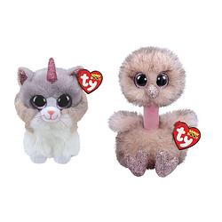 Foto van Ty - knuffel - beanie boo's - asher cat & henna ostrich