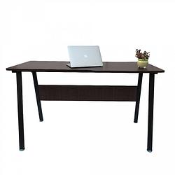 Foto van Computertafel bureau stoer - industrieel vintage - 130 cm breed - zwart metaal bruin hout