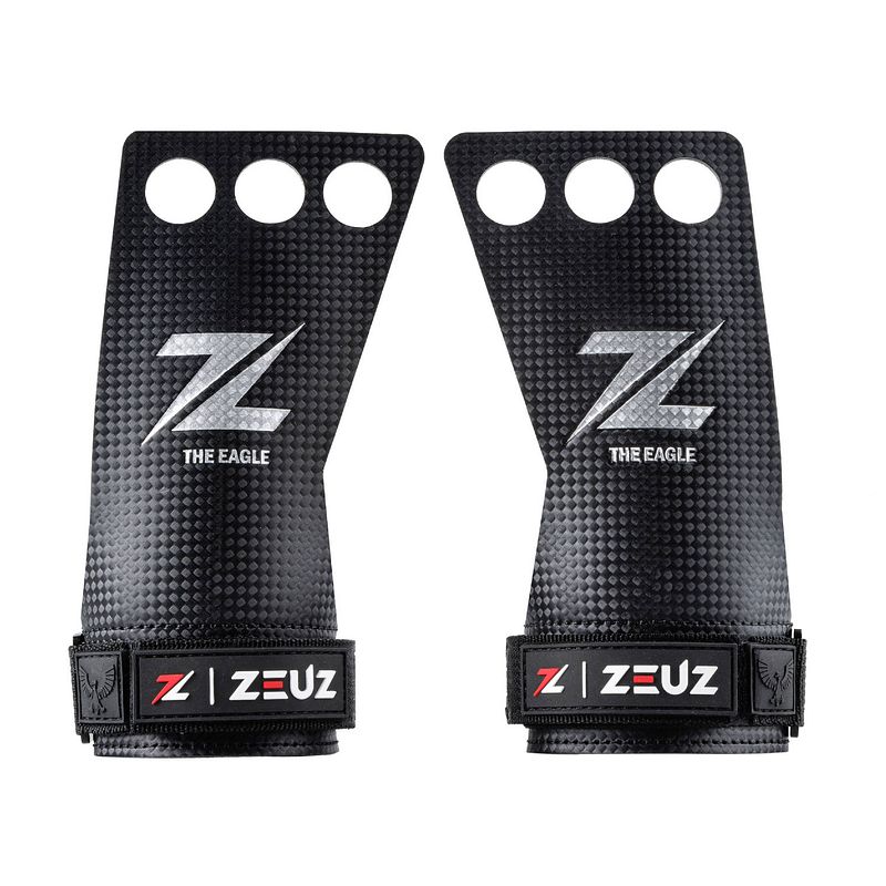 Foto van Zeuz® fitness & crossfit grips - sport handschoenen - turnen - gymnastics - zwart - carbon - maat m