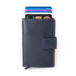 Foto van Figuretta leren cardprotector rfid compact creditcardhouder blauw