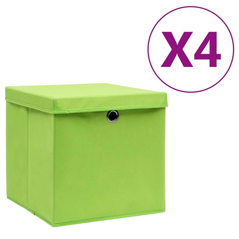 Foto van Vidaxl opbergboxen met deksels 4 st 28x28x28 cm groen