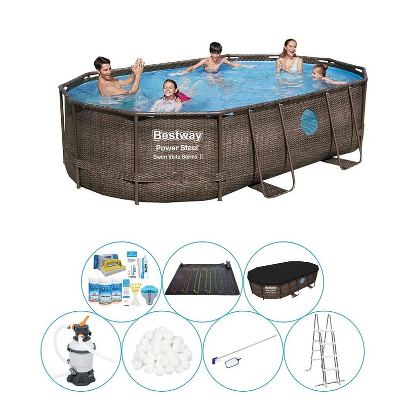 Foto van Bestway power steel swim vista ovaal 488x305x107 cm - zwembad deal