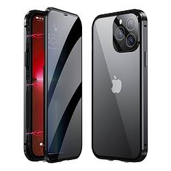 Foto van Basey iphone xr hoesje magnetisch back cover case - iphone xr hoes 360 graden bescherming case - zwart