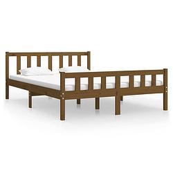 Foto van The living store bedframe - grenenhout - honingbruin - 120x190 cm - stabiel en comfortabel