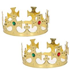 Foto van 4x stuks gouden koning / prinsen kronen voor heren 7 x 59 cm - verkleedhoofddeksels
