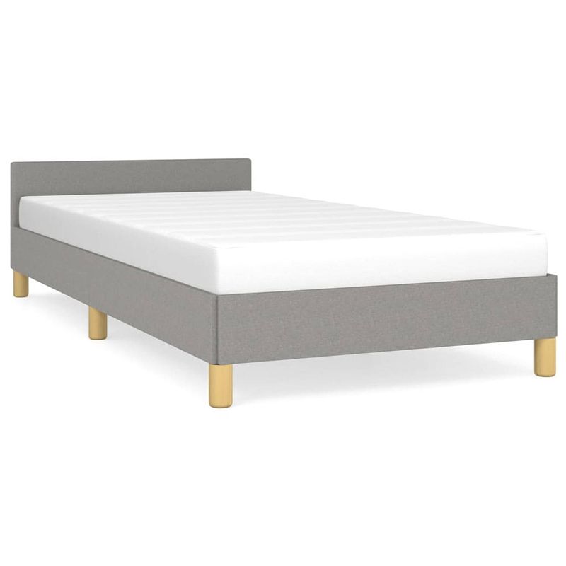 Foto van The living store bedframe lichtgrijs - 193 x 93 x 50 cm - duurzaam ademend materiaal - ondersteunende poten - multiplex