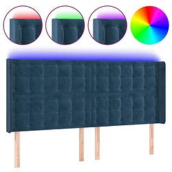 Foto van Vidaxl hoofdbord led 163x16x118/128 cm fluweel donkerblauw