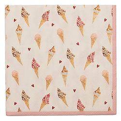 Foto van Clayre & eef servetten 33x33 cm (20) beige roze papier ijsjes servetten papieren beige servetten papieren