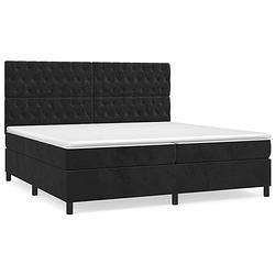 Foto van The living store boxspringbed - comfort - bed - 203 x 200 x 118/128 cm - zacht fluweel - praktisch hoofdbord -