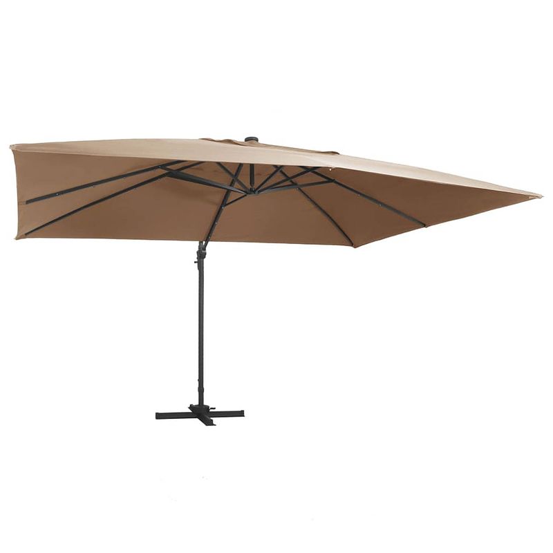 Foto van Vidaxl zweefparasol met led-verlichting en paal 400x300 cm taupe