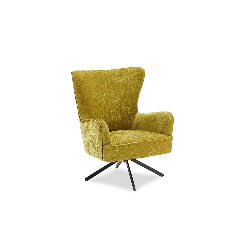 Foto van Bobby fauteuil met draaivoet groen, metaal zwart.