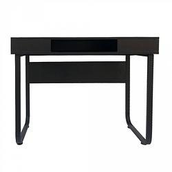 Foto van Bureau computer tafel stoer - sidetable - industrieel modern - zwart metaal zwart hout - 110 cm breed