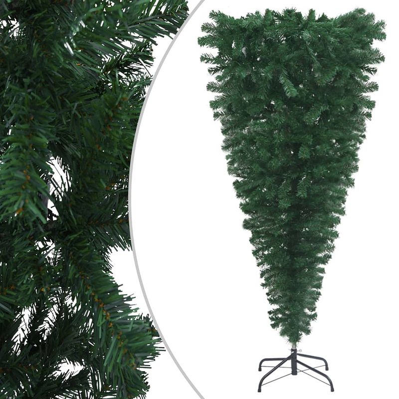 Foto van Vidaxl kunstkerstboom omgekeerd met standaard 210 cm groen