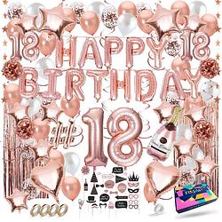Foto van Fissaly® 18 jaar rose goud verjaardag decoratie versiering - helium, latex & papieren confetti ballonnen