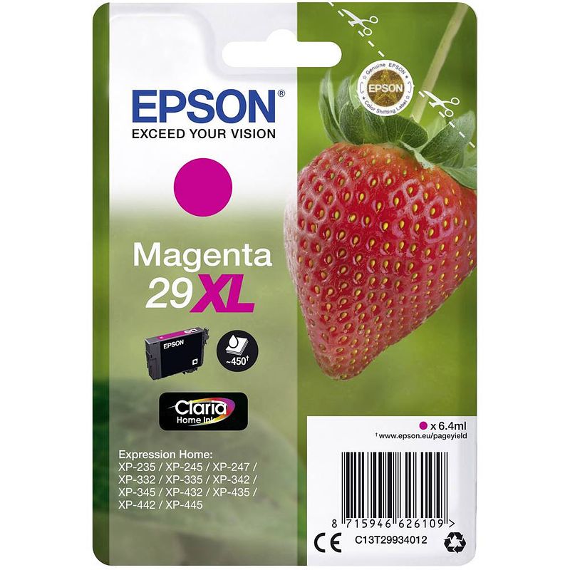 Foto van Epson inktcartridge 29xl magenta, 450 pagina's - oem: c13t29934012