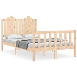 Foto van The living store massief grenenhouten bedframe - 195.5 x 125.5 x 110 cm - multiplex lattenbodem