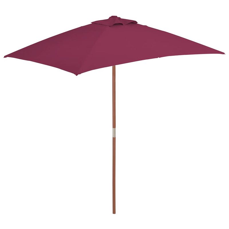 Foto van Vidaxl parasol met houten paal 150x200 cm bordeauxrood