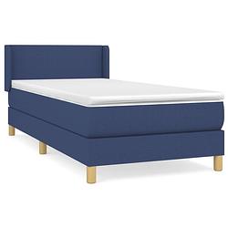 Foto van The living store boxspringbed - blauw - 203 x 93 x 78/88 cm - pocketvering matras - middelharde ondersteuning -