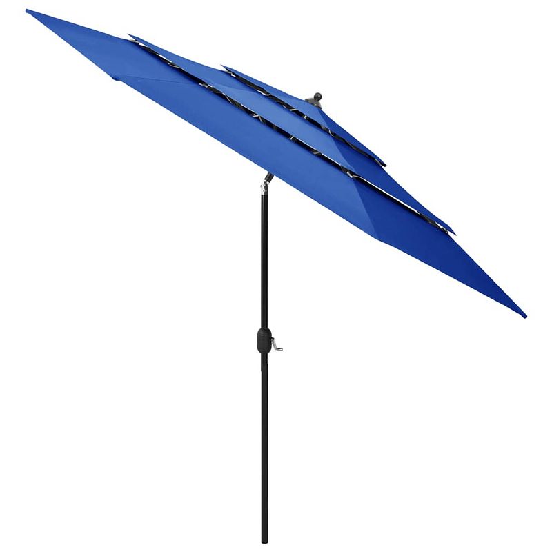 Foto van The living store parasol - 3-laags - polyester - azuurblauw - 300 x 243 cm