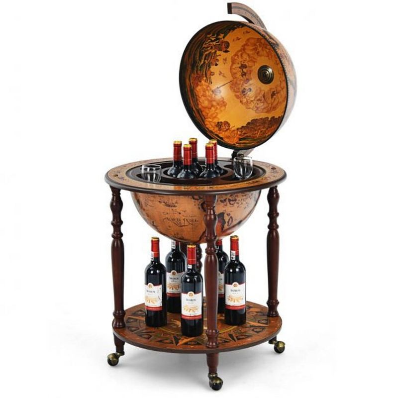 Foto van Costway - wijnrek - globebar - wijnbar - wereldbol bar - ? 60,5 cm - bruin