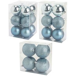 Foto van Kerstversiering set kerstballen ijsblauw 6 - 8 - 10 cm - pakket van 62x stuks - kerstbal