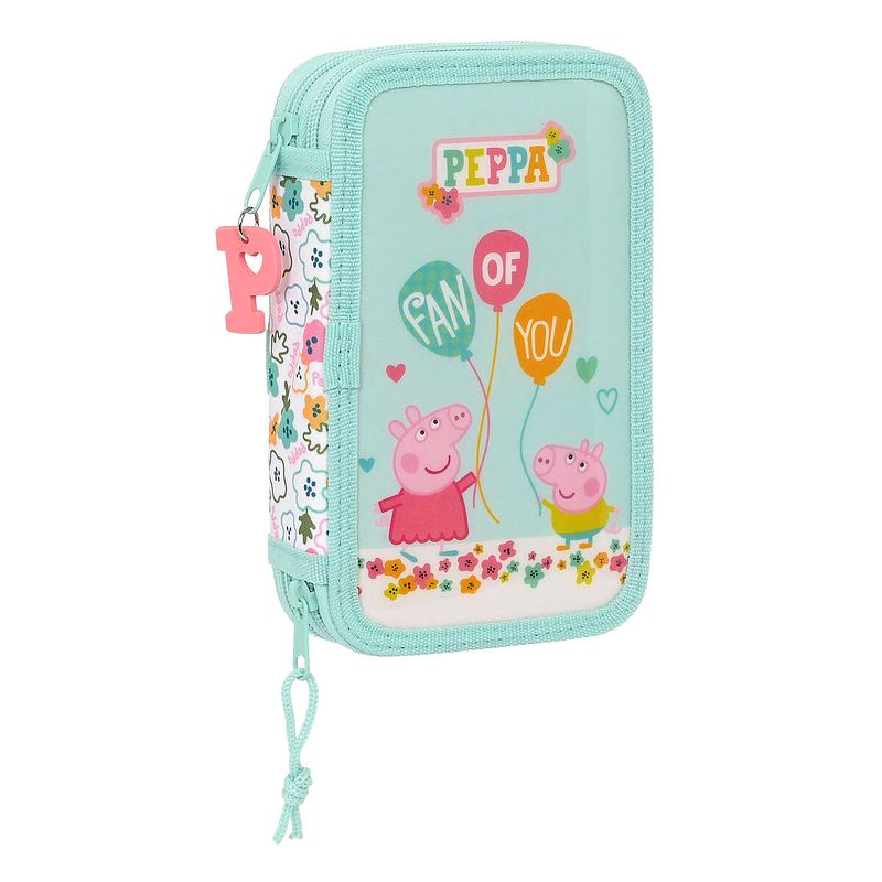 Foto van Dubbele etui peppa pig cosy corner licht blauw (28 pcs)