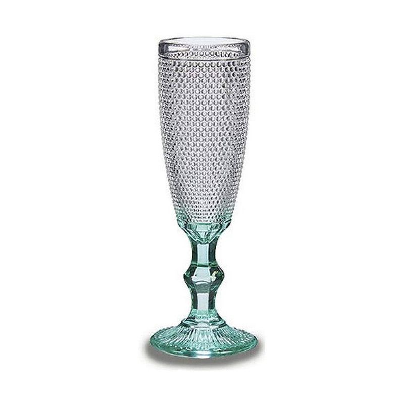 Foto van Champagneglas turkoois punten transparant glas 185 ml