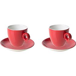 Foto van Maastricht porselein koffiekop en schotel bart colour cafe 17 cl 13.5 cm rood porselein 2 stuk(s)