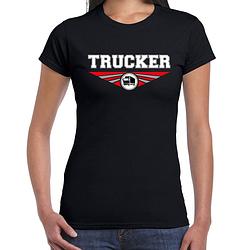 Foto van Trucker t-shirt zwart dames - vrachtwagenchauffeur beroepen shirt 2xl - feestshirts