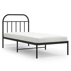 Foto van Vidaxl bedframe met hoofdbord metaal zwart 90x200 cm