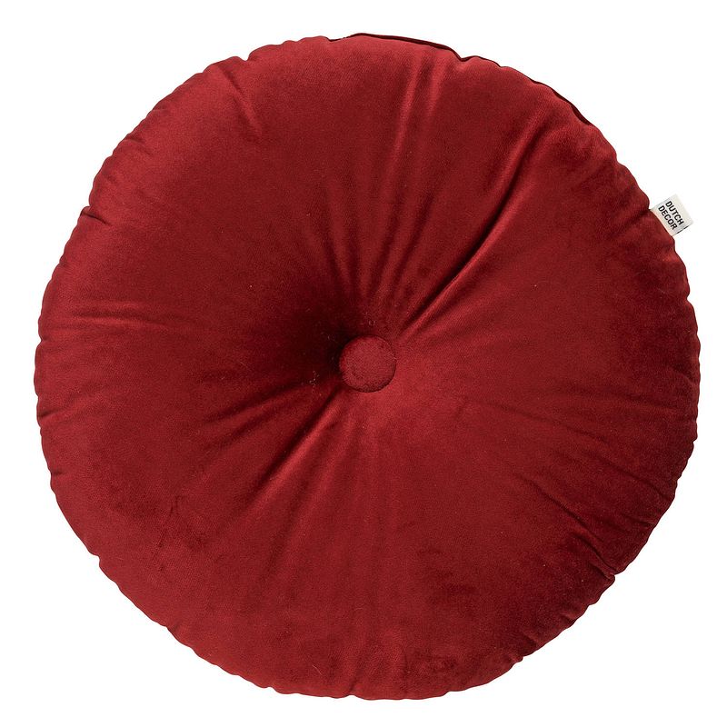 Foto van Dutch decor olly - sierkussen rond velvet merlot 40 cm - rood - rood