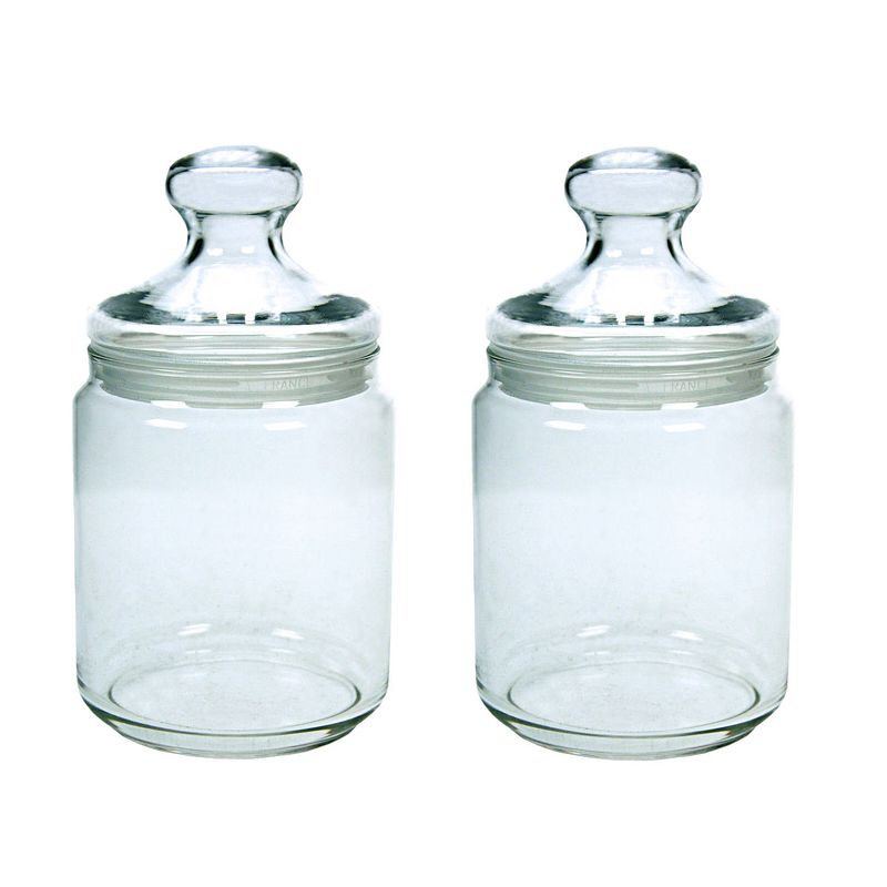 Foto van Set van 2x stuks voorraadpotten/bewaarpotten 750 ml glas met glazen deksel - voorraadpot