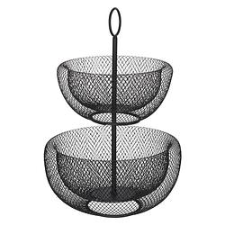 Foto van Gebor - dubbele fruitschaal - twee lagen fruitmand - fruit of broodjes - etagère 2 niveaus - luchtig design -