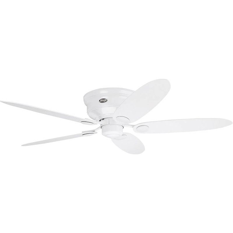 Foto van Hunter low profile we plafondventilator (ø x h) 132 cm x 250 mm kleur ventilatorbladen: wit-lak, esdoorn kleur behuizing: wit-lak