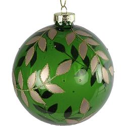 Foto van Non-branded kerstbal wasco 8 cm glas groen/goud/zwart