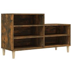 Foto van The living store schoenenkast - smoked oak - 102 x 36 x 60 cm - duurzaam bewerkt hout