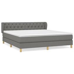 Foto van The living store boxspringbed - donkergrijs - 203 x 163 x 78/88 cm - pocketvering matras - middelharde ondersteuning -