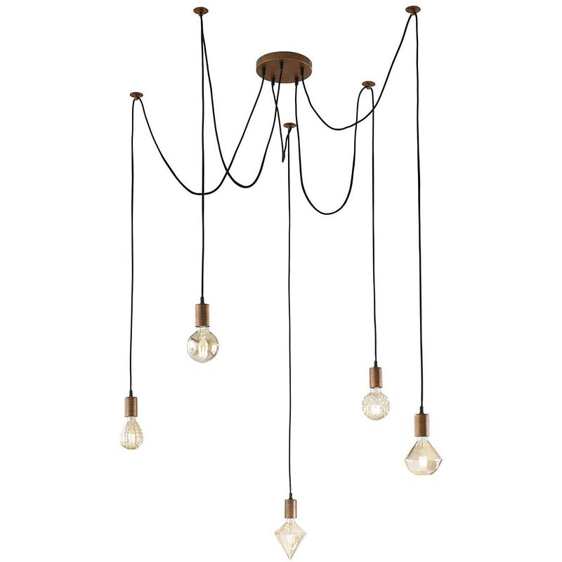 Foto van Trio hanglamp koord 150 cm 5 x e27 staal 60w koper