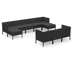 Foto van Vidaxl 10-delige loungeset met kussens poly rattan zwart