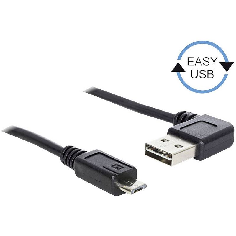 Foto van Delock usb-kabel usb 2.0 usb-a stekker, usb-micro-b stekker 1.00 m zwart vergulde steekcontacten, ul gecertificeerd 83382