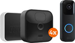 Foto van Blink outdoor ip camera 4-pack + video doorbell zwart