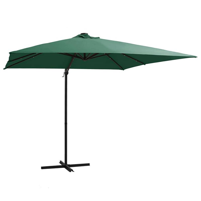 Foto van Vidaxl zweefparasol met led-verlichting stalen paal 250x250 cm groen