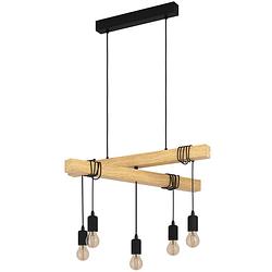 Foto van Eglo townshend hanglamp - e27 - 90 cm - zwart/bruin