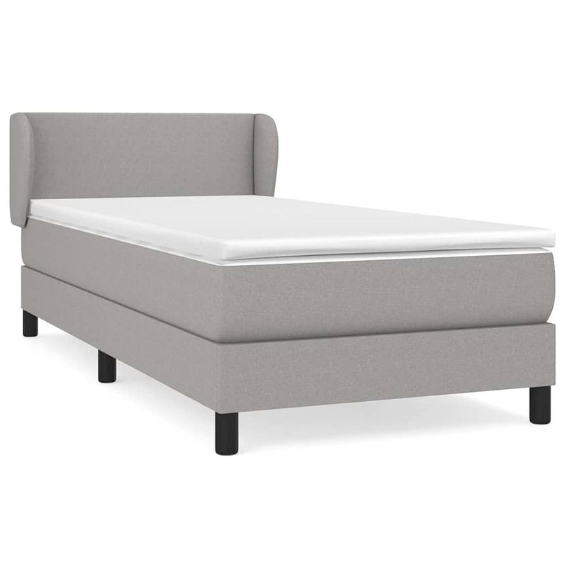 Foto van The living store boxspringbed - comfort - bed - 203 x 93 x 78/88 cm - lichtgrijs - stof - pocketvering - middelharde