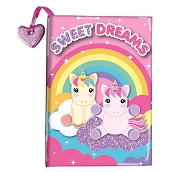 Foto van Dagboek sweet dreams unicorns/eenhoorns glitter - persoonlijke dagboeken - cadeau voor meiden/kinderen