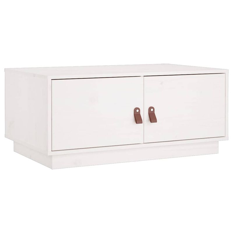 Foto van The living store salontafel - grenenhout - 80 x 50 x 35 cm - wit