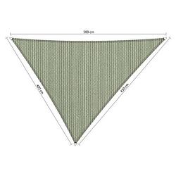 Foto van Compleet pakket: shadow comfort driehoek 4x4,5x5m moonstone green met rvs bevestigingssset en buitendoek reiniger